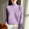 2026 A/W Wool Sweater: Thickened Roll Edge, Half-High Collar, Long Sleeve, Hot-Fix Rhinestone, Hollow-Out Knitwear.