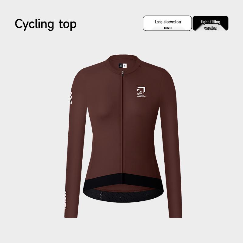 NUCKILY Women's Long Sleeve Cycling Jersey - Breathable, Sweat-Wicking, Tight-Fit Road Bike Top for Spring and Autumn.