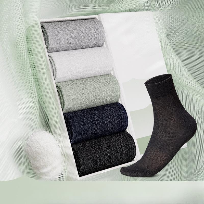 

Men s Summer Thin New Business Cool Feeling Sweat Absorption Deodorization Antibacterial Tube Socks 1 pair чорний