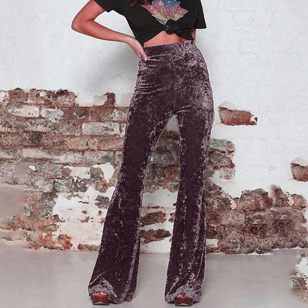 Fashionable Women's Retro Color High,waisted Casual Wide,leg Pants
