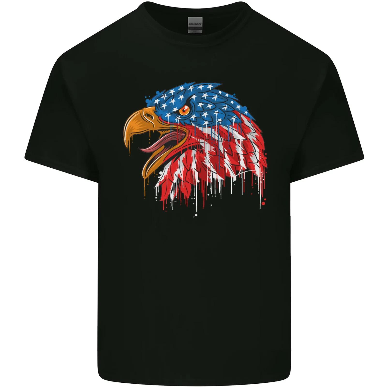American Eagle USA Flag July 4th Kids T-Shirt Childrens L