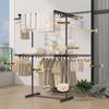 Versatile Foldable Clothes and Towel Drying Rack with Storage Shelf for Balcony or Floor Use