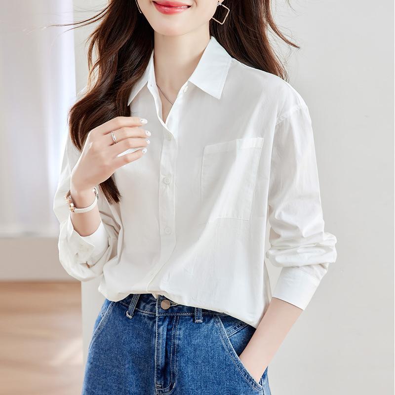 

New Spring Pure Cotton Shirt with Chic Solid Color Shirt for Women XXL білий