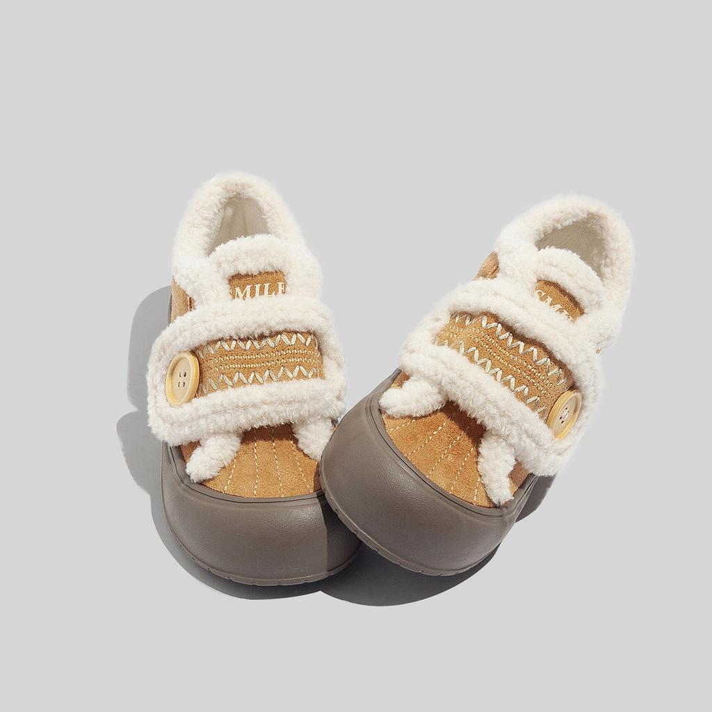 Belle platform Velcro German training shoes winter plush cotton shoes board shoes dad sneakers