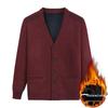 Men's V-Neck Thick Fleece Cardigan: Warm Knitwear for Dad and Grandpa
