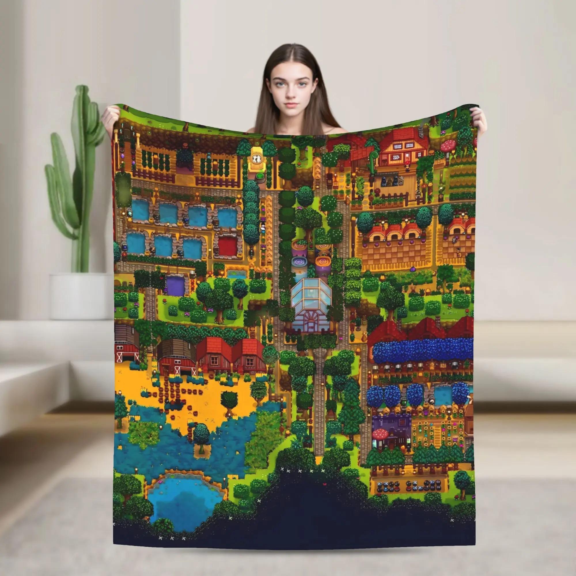 Beautiful Home Decoration Unisex White Stardew Valley Animals Chicken Super Warm Blankets Travel Plush Bedding Throws Novelty Couch Flannel Bedspread Sofa Bed Cover