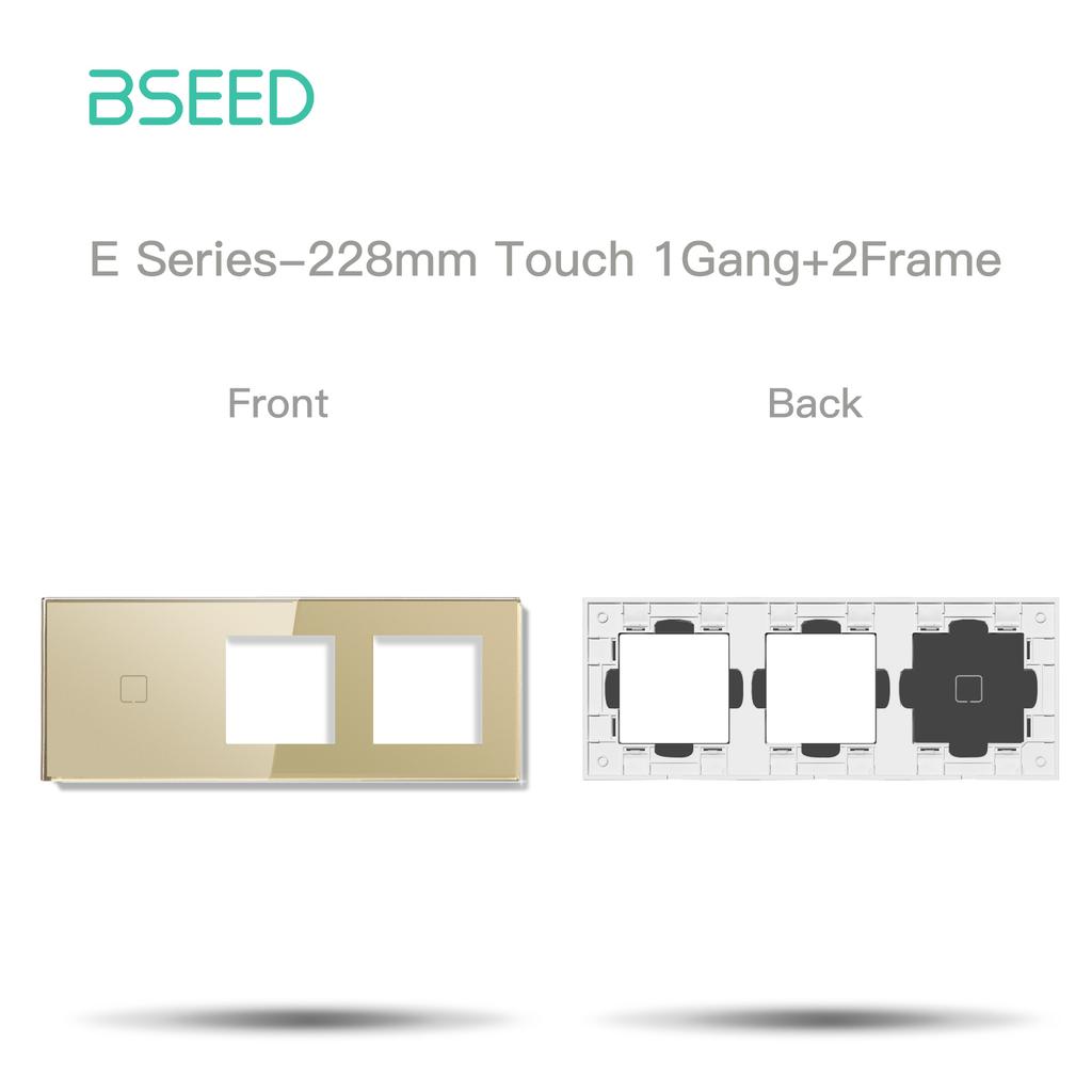 Bseed 1/2/3/4Gang Switch With Wall Socket Glass Panel Only Gold EU Standard Pearl Crystal Glass E Touch Series
