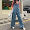 Women's Mid Rise Wide Leg Denim Overalls Loose Fit Simple Commuter Jumpsuit