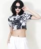 Deumakeu Punk Graffiti Graphic Crop T-Shirt Short Sleeve