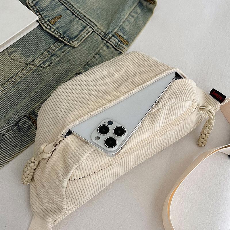 Damen-Cord-Bauchtasche – Modische Bananen-Hüfttasche zum Crossbody-Brust- und Hüfttragen für den Freizeitgebrauch