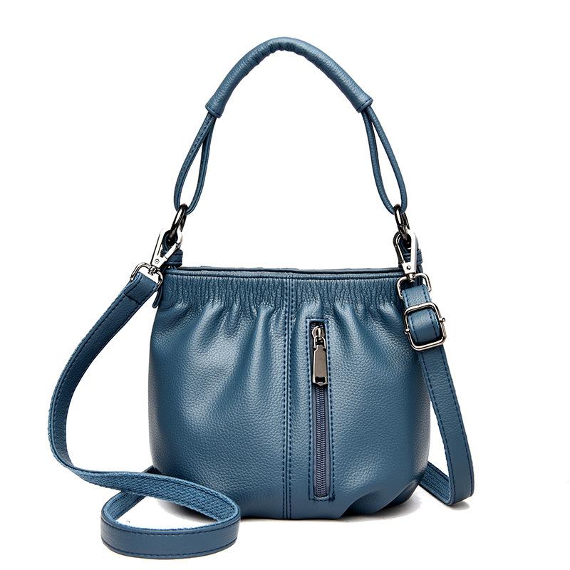 Bag 2025 new fashion bucket bag soft leather middle-aged and elderly women hand bag temperament versatile messenger bag