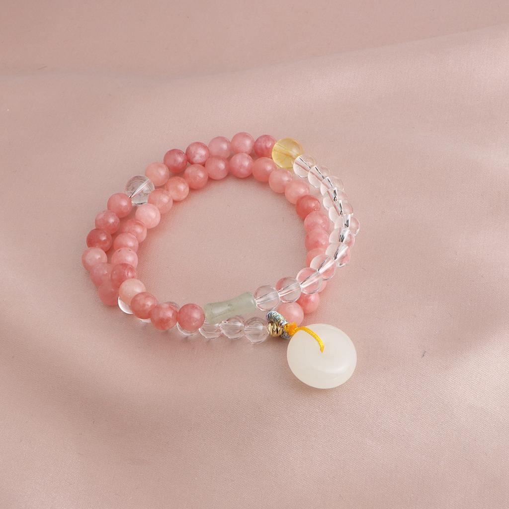 New Chinese bracelet amethyst Myanmar jade sun stone chalcedony safety buckle double circle crystal bracelet versatile bracelet