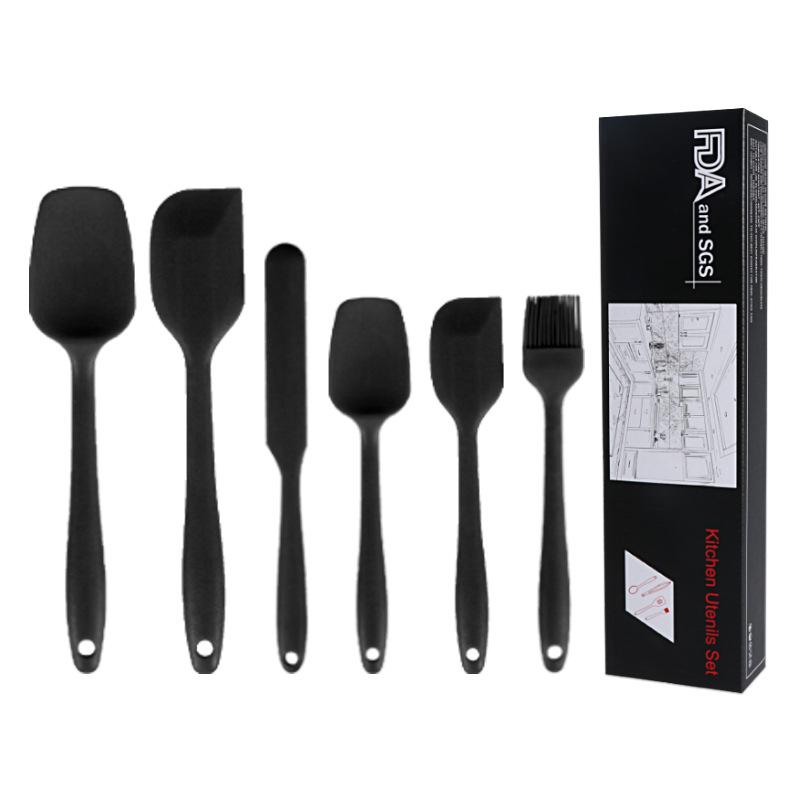 6Pcs Food Grade Silicone Non-Stick Butter Cooking Spatula Set Cooking Pastry Scraper Brush Kitchen Tools Cake Baking Mixing Tool