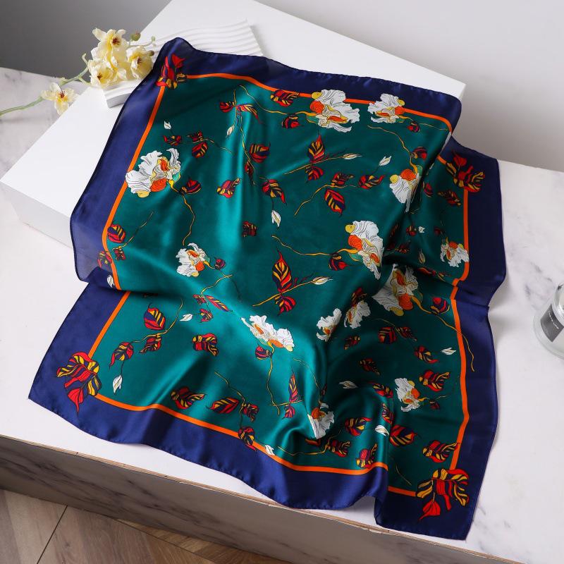 Silk Women's Square Scarf - Chinese Style Headscarf for Spring, Summer, Autumn - Neck Protection & Warmer - Elegant Thin Mom Style