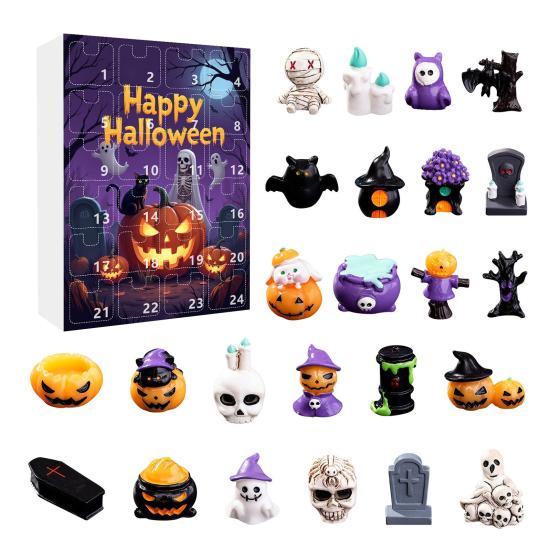 Halloween Countdown 24 Days Advent Calendar Mini Statues Multi-purpose Holiday Countdown Small Creepy Resin Figurines Set
