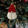 1pc Hand- Santa Claus Hanging Ornament - Festive Red & White Tassel Pendant with Golden Accents, Perfect for Christmas Tree