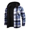 Fleece-lined Checked Hooded Shirt for Men, Double-pocket Warm Shirt, Men's Plus-size Casual Shirt