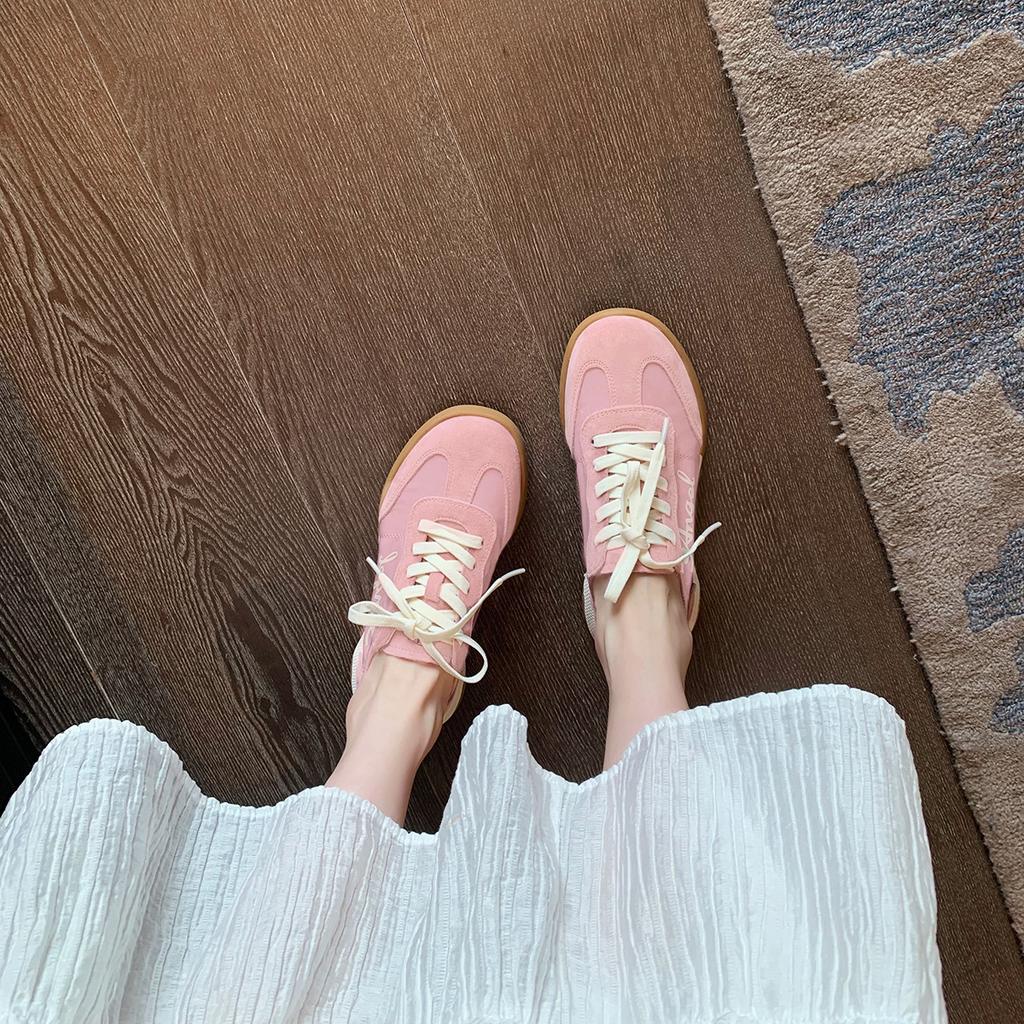 Factory Ballet Lithe Series~ Leather Forrest Gump Sneakers Lace-up Breathable Foot Training Shoes for Women