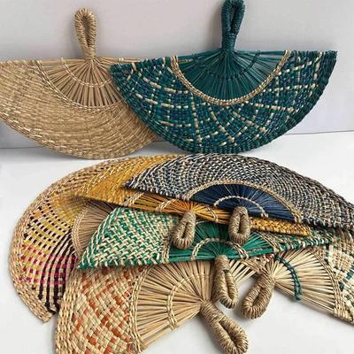 Seaweed Straw Fan Handmade Handheld Fan Natural Grass Woven Fan  Home Decor