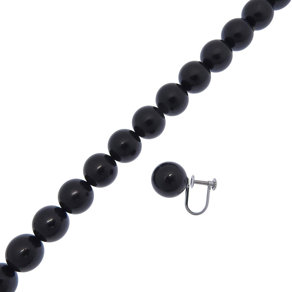 Natural Jet Earring Set Necklace 14 white gold 32.1g Women Used