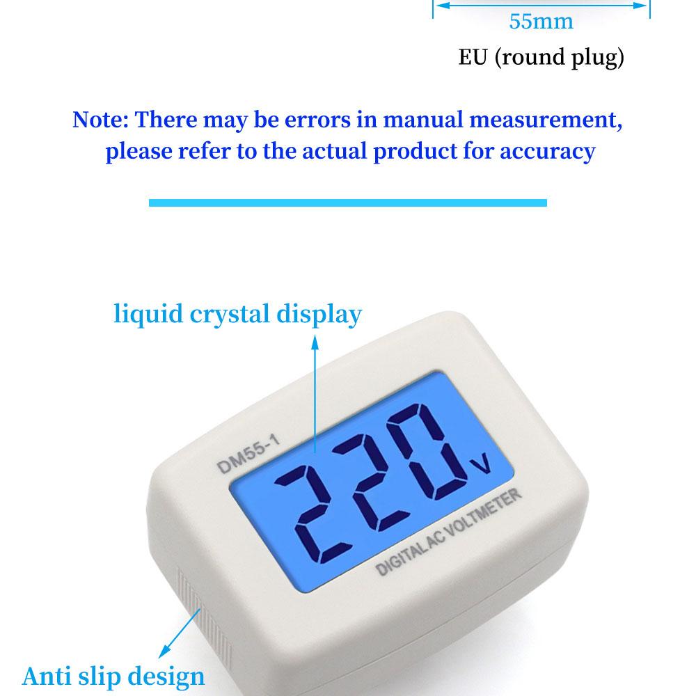 1/5/10PCS Digital Voltmeter EU USA Style Plug Real Time Monitoring of Voltage LCD Display Voltmeter AC100-300V Range DM55-1