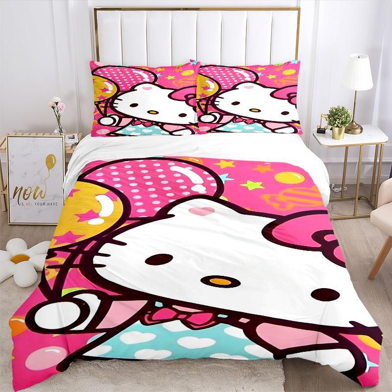 3pcs Hello Kitty Duvet Cover Set - Machine Washable, Includes 1 Duvet Cover and 2 Pillowcases, No Core Included Yy251022175