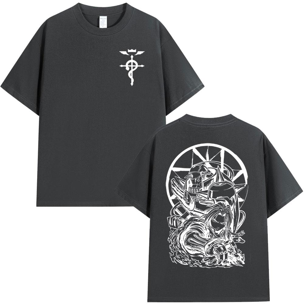 Anime Fullmetal Alchemist Edward Elric Alphonse Elric Tshirts Unisex Women Clothing Fashion Short Sleeve Oversized T Shirts Tops