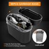 KKJOY 6Pcs Universal Car Trash Bin Hanging Garbage Can Storage Box Black ABS Square Pressing Dust Case Organizer