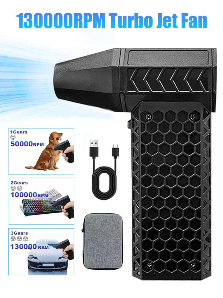 Turbo Jet Fan 130000RPM Wind Speed 52m/s Portable Mini Air Blower Outdoor Camping BBQ Powerful Blower Keyboard Dust Cleaning