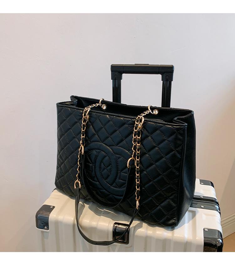 Women's Fashion Diamond Pattern Chain Tote Bag