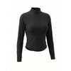 Womens Tennis Sport Set Long Sleeve Zipper Collar Skirted Outfit Striped Pleated Gym Workout Suit