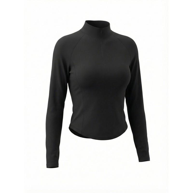 Womens Tennis Sport Set Long Sleeve Zipper Collar Skirted Outfit Striped Pleated Gym Workout Suit