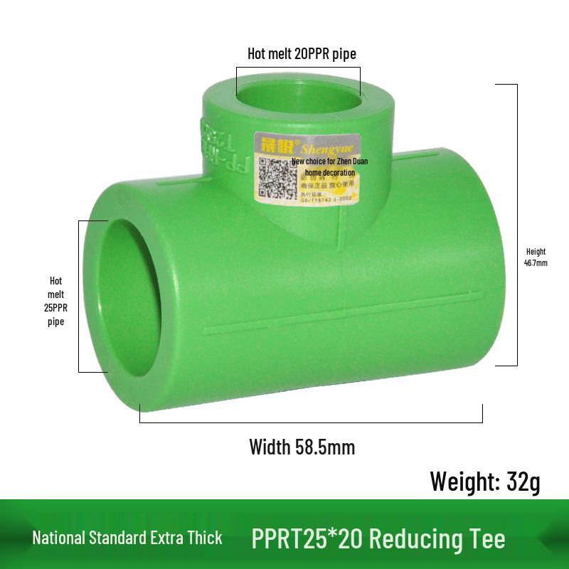 Thickened PPR 4-Point 20 Internal Thread Tee & External Thread Elbow Hot Melt Fittings