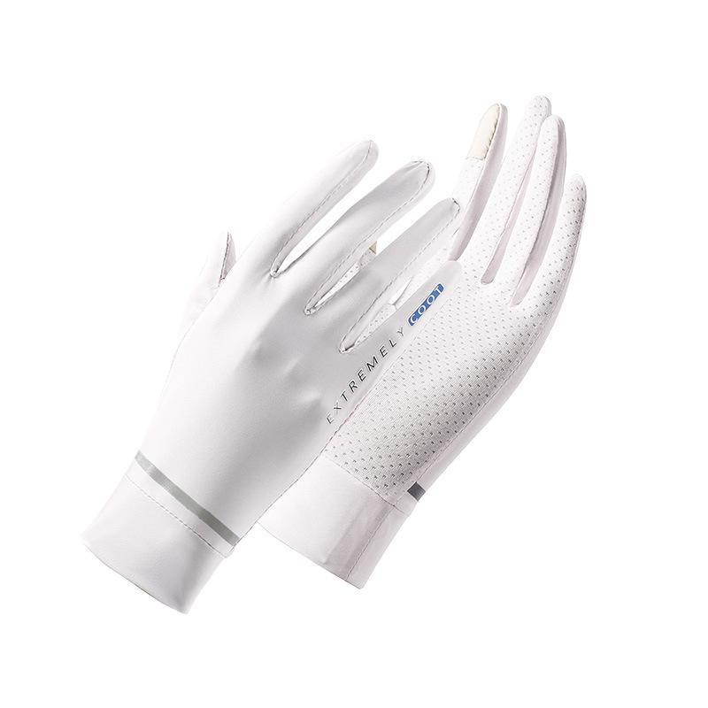 Spring and Summer Sun Protection Gloves for Women Outdoor Cycling and Driving  UV Protection  Ice Silk Leakage Two Finger Coolness Full Finger Gloves