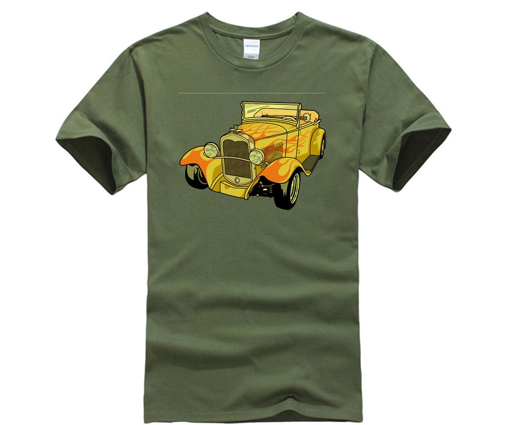 New Summer Quality T Shirts Men Printing Short Sleeve O Neck Tshirt Cool Flamed Street Rod T Shirt Fashion Man