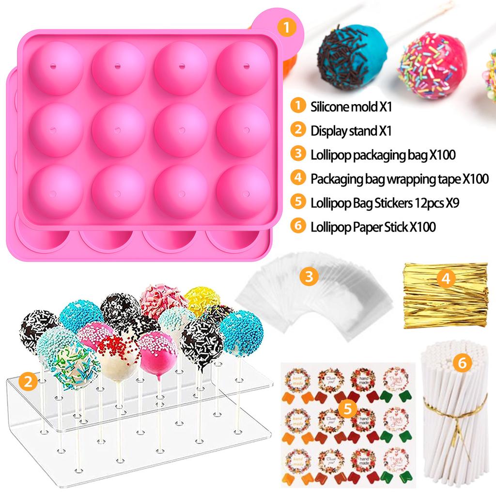 304Pcs Cake Pop Kit 20Hole Food Grade Silicone Lollipop Mold for Kids Homemade Cake Candy Chocolate Decoration Mold Dessert Tool
