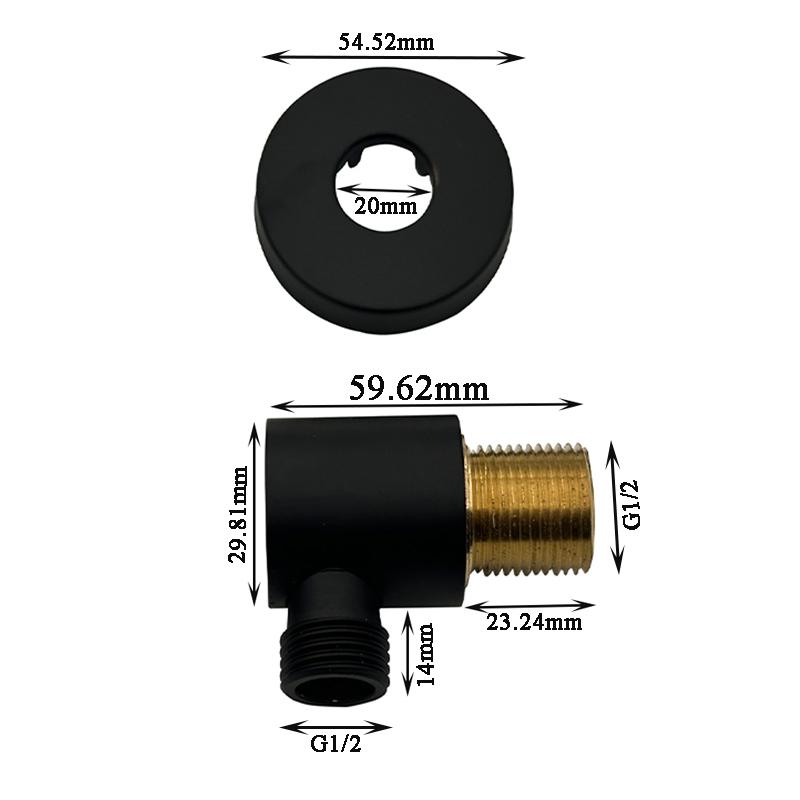 

Bourdillat Wall Round Mounted Supply Elbow, Wall Elbow for Hand Shower, Solid Brass Square Wall Round Supply Elbow, Check Valve чёрный