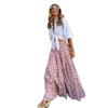 Plus-size Women Printing A-line Skirts Summer Loose Casual Elastic Waist Long Skirts Casual High Waisted Maxi Skirts