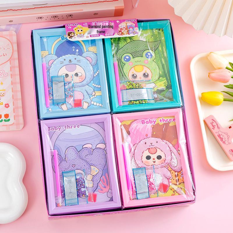 Autocollants de Peinture Diamant Cartoon DIY avec Cadre pour Enfants - Cadeau Éducatif Fait Main