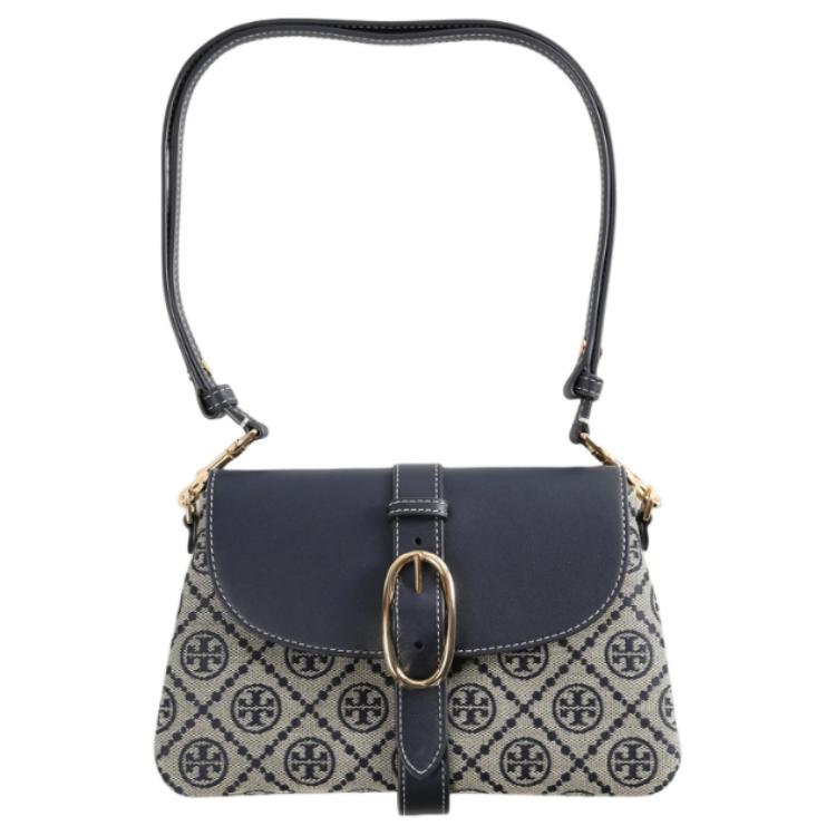 

Tory Burch T Monogram Magnetic Closure Cotton Shoulder Bag Small Women bags Navy 178826-405 Basic Set (Bag+Dust Bag)