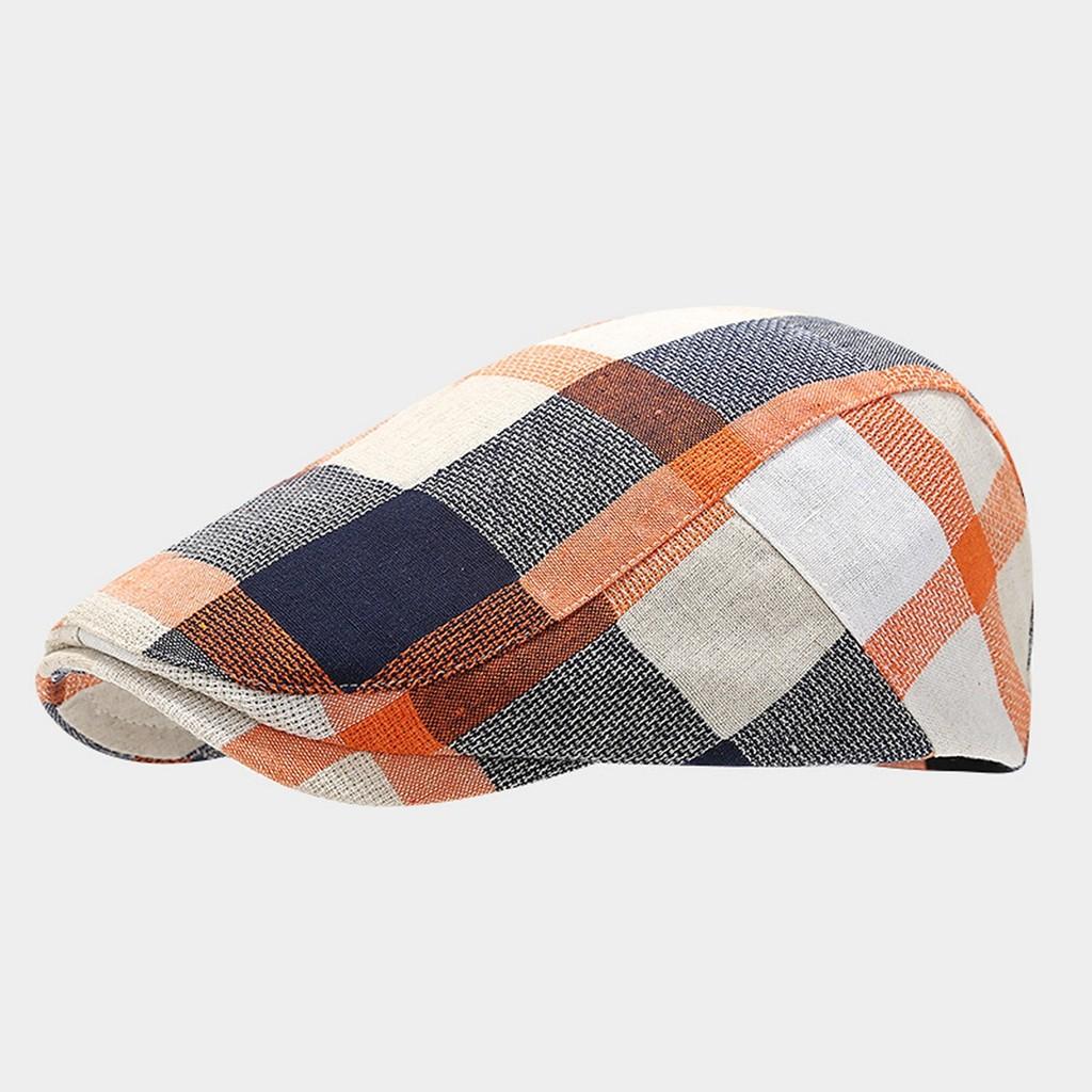 

Клетчатая беретка на осень с защитой от солнца и воздухопроницаемостью для повседневного использования на улице красный