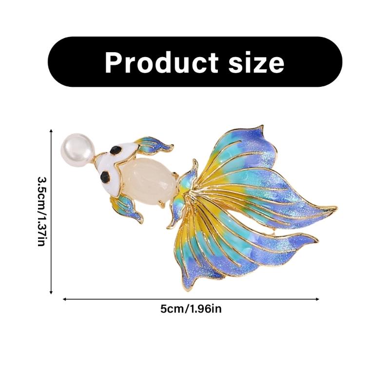 Adorable Enamel Goldfish Brooch Alloy Lapel Pin Stylish Jewelry Accessories for Women Hats Bags Jackets Fashion Gift