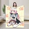Nekopara Kawaii Anime Blankets Chocola Vanilla Wool Vintage Warm Throw Blankets for Home Spring Autumn