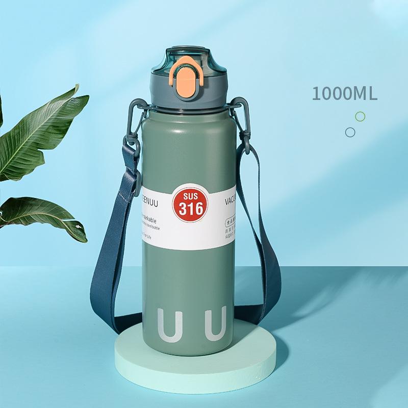 Vacuum Cup Student Only Water Cup 316 Stainless Steel Roomy Mens and Womens Messenger Lightweight Straw Active Kettle