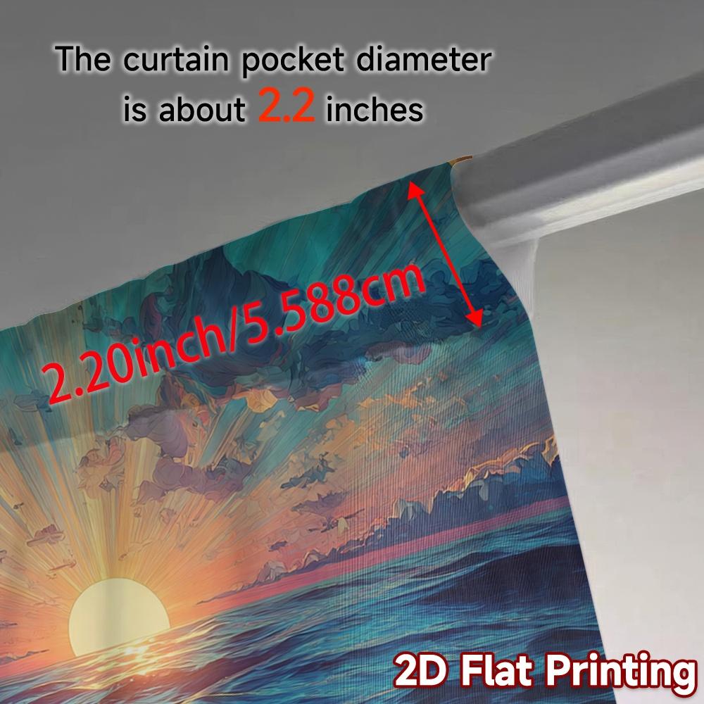 2pcs   2D FLAT PRINTING Curtains (Without Rod) Sunset Waves Pattern Popular Curtains Versatile Fabric Curtains Room Decor