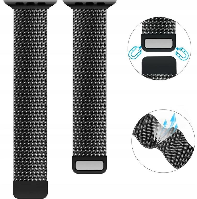 Strap for Apple Watch 3/4/5/6/7/8/9/Se 42/44 Steel Graphite Bracelet