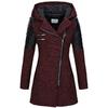Warm Winter Coat Women Mid Length Woolen Hooded Windbreaker with Oblique Zipper