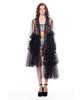 Greedius Sheer Ruffle Shawl Dress