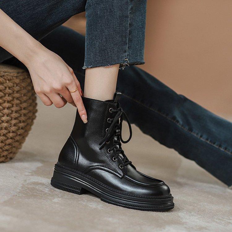 

Leather Martin boots women s autumn 2025 new single boots brown niche short Internet celebrity versatile casual short boots 35