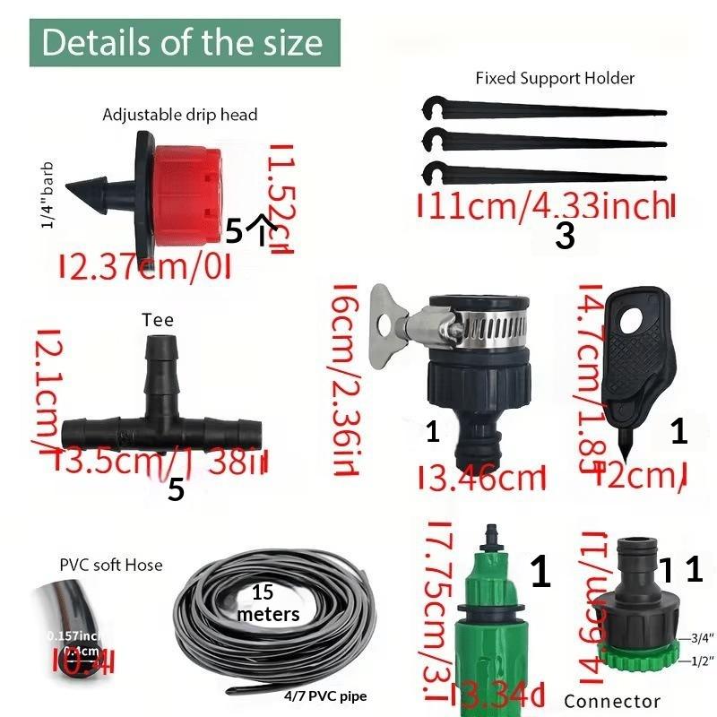 Outdoor Cooling Mist Irrigation System 5-50M with Brass Atomizer Nozzles for Trampoline Patio Summer Heat Relief